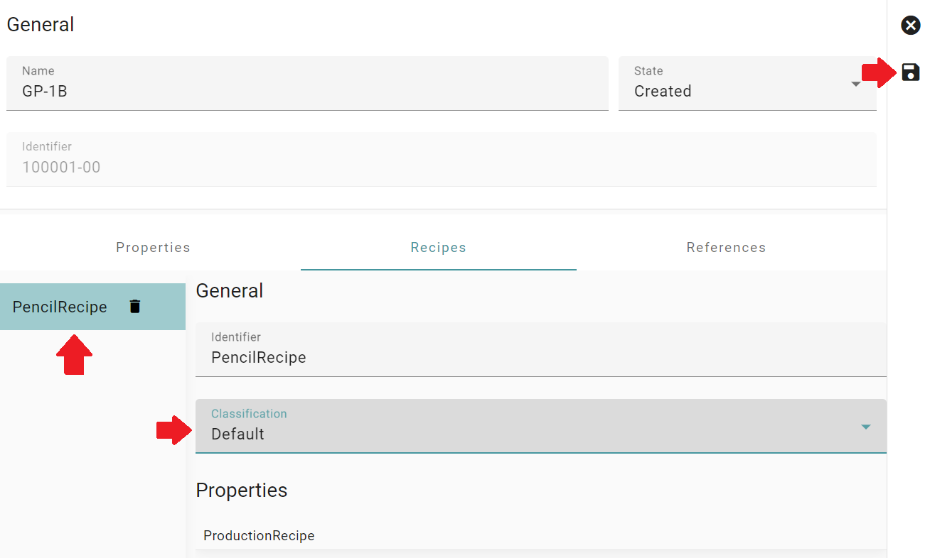 Select recipe classification